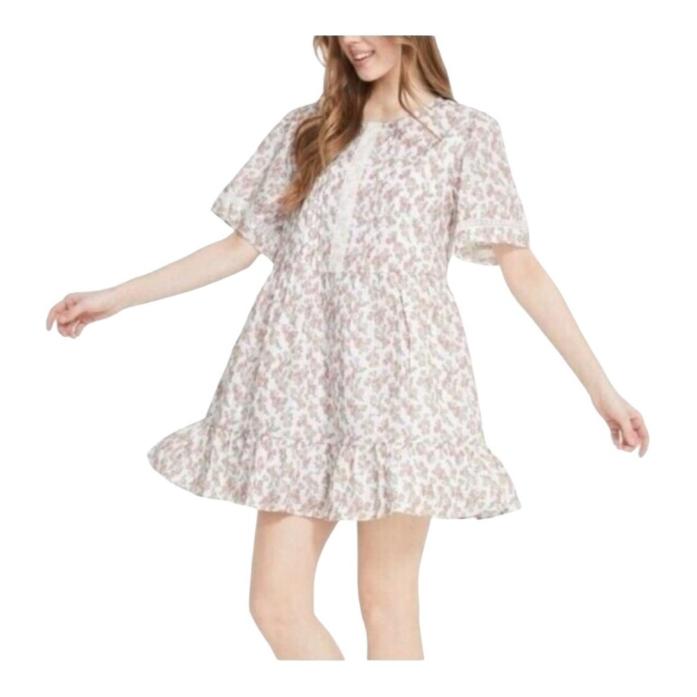 Jillian Harris X Joe Fresh Tiered Cotton Floral Mini Dress - Size Large